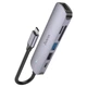 Перехідник HOCO HB28 Multi-function 6in1 (Type-C to HDTV+USB3.0+USB2.0+SD+TF+PD) (Metal gray) (166522) - зображення 3