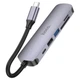 Перехідник HOCO HB28 Multi-function 6in1 (Type-C to HDTV+USB3.0+USB2.0+SD+TF+PD) (Metal gray) (166522) - зображення 7