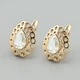 Серьги с кристаллами Swarovski Жозефина 45582 размер 15х12 мм цвет белый вес 3.1 г позолота 18К - изображение 1