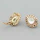 Серьги с кристаллами Swarovski Жозефина 45582 размер 15х12 мм цвет белый вес 3.1 г позолота 18К - изображение 2