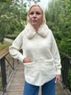 Куртка жіноча осіння з вовни "Альпака" з коміром 44-48 біла - изображение 1