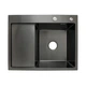 Мийка для кухні з крилом інтегрована ліва Lidz Handmade H6350BL (LDH6350BRUL45589) Brushed Black PVD 3,0/1,0мм - зображення 2