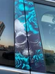 Наклейка на стойку авто дверей "Череп с цветами" 1шт - изображение 1