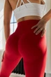 Спортивные женские леггинсы Hot для фитнеса и йоги c двойным пуш-ап V-пояс Бесшовные Однотонные M Красные (MA15000LM) - изображение 4