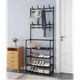 Вешалка для одежды в прихожую TOPA с полками для обуви New simple floor Черная - изображение 4