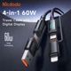 Многофункциональный нейлоновый кабель 4-в-1 Mcdodo 60W USB-C/USB-A to USB-C/Lightning Travel Cable 1.2m CA-1990 - изображение 4