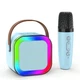 Портативная мини Bluetooth колонка караоке K12 с двумя микрофонами и RGB-подсветкой DL-248 Синяя - изображение 4