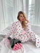 Домашняя женская пижама COSY красные сердца на белом рубашку+брюки. ХL (CS) - изображение 6