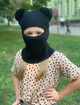 Теплая вязанная детская шапка балаклава с ушками с закрытым горлом мягкая 3 в 1 Окружность головы 54см черный (AN)6071 - изображение 1