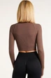 Топ-лонгслів в рубчик з довгим рукавом Giulia CROP TOP RIB DEEP TAUPE One Size Тауп - изображение 4