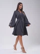 Плаття-вишиванка жіноче з візерунком ISSA PLUS SA-546 L/XL Темно-сіре (issa2007682623747) - зображення 3