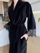 Жіночий велюровий халат із французьким мереживом In Love COSY 46 Чорний (cosy2151449s2) - изображение 2
