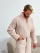 Домашній вафельний бежевий халат 2XL - зображення 5