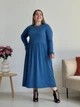 Платье в рубчик длинное осеннее женское Merlini Донато 700001391 2XL-3XL Синее (700001391_3) - изображение 3