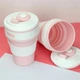 Чашка складна силіконова склянка з герметичною кришкою і поїлкою Collapsible 350 мл, рожевий - зображення 4