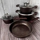 Набір каструль та сковорода з гранітним антипригарним покриттям Higher Kitchen HK-315 7 предметів Кава - зображення 1