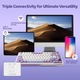 Клавиатура AJAZZ AK820 PRO White-Purple Игровая Беcпроводная Механичиская. 2.4G/Bluetooth/Кабель. С Екранчиком. Gift Switch - изображение 4