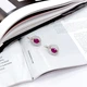 Серебряные серьги с натуральным рубином 4.124ct, фианитами (2165255) - изображение 2
