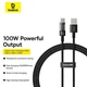 Кабель Type-C на USB Baseus Gem Series Fast Charging Data Cable (2m, 100W, 6A, 480 Mbps). Black - зображення 3