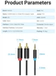 Аудіо-кабель з AUX mini-Jack 3,5 мм на Double RCA тюльпан Vention 2RCA Male Cable (2m). Black - зображення 9