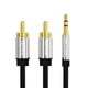 Аудіо кабель з AUX mini-Jack 3,5мм на Double RCA тюльпан Vention Metal Type 2RCA Male Cable (1,5m). Black - зображення 3