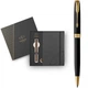 Набор Parker SONNET Matte Black Lacquer GT BP с шариковой ручкой и блокнотом Золотистый 84 832b24 - изображение 1