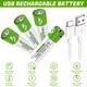 Акумуляторні батареї АА Smartoools 4 шт. 1733 mah 1.5V з зарядкою Type-C (Зелений) - зображення 4