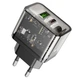 Мережевий Зарядний Пристрій Hoco N34 Dazzling PD20W+QC3.0 Колір Прозорий чорний - изображение 3