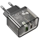 Мережевий Зарядний Пристрій Hoco N34 Dazzling PD20W+QC3.0 Колір Прозорий чорний - изображение 4
