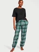 Піжама (футболка + штани) жіноча Victoria's Secret Flannel Jogger Tee-Jama XL Зеленая черная - изображение 1