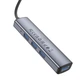 Переходник USB-hub хаб 4-в-1 BOROFONE DH12 |Type-C to USB3.0*4 L=0.2M| Серый - изображение 5