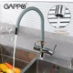 Смеситель для кухни на две воды GAPPO G4398-30 с гибким изливом, серый/хром - изображение 4