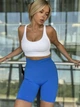 Спортивные женские удлиненные шорты Hot с двойным пуш-ап эффектом и хорошей утяжкой для фитнеса, танцев, йоги M Синие (MS16000HM) - изображение 10
