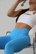 Спортивные женские леггинсы Soft SQ с эффектом визуальной коррекции фигуры Push Up V-пояс Однотонные M Голубые (SQ080000M) - изображение 5
