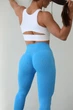 Спортивные женские леггинсы Soft SQ с эффектом визуальной коррекции фигуры Push Up V-пояс Однотонные M Голубые (SQ080000M) - изображение 8
