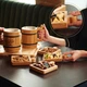 Сервировочная доска для закусок Пазл Teslyar для сыра орехов и снеков 26,8x26,8 см деревянная (KP001) - изображение 8