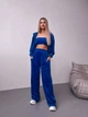 Жіночий велюровий костюм (кофта+штани+топ) Uaclothes 46-48 Синій (like36633-170591350) - зображення 5