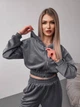 Жіночий велюровий костюм (кофта+штани+топ) Uaclothes 42-44 Графітовий (like36638-170641349) - зображення 4