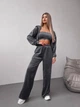 Жіночий велюровий костюм (кофта+штани+топ) Uaclothes 42-44 Графітовий (like36638-170641349) - зображення 2