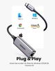 Проводной сетевой адаптер USB C - RJ45 Ethernet UGREEN Thunderbolt 3 ‎Grey (CM199) - изображение 5