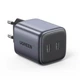 Сетевое зарядное устройство Ugreen fast charger GaN 2xUSB-C 45W Grey (CD294) - зображення 1