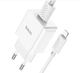Мережевий зарядний пристрій Hoco charger + кабель Lightning для iPhone White (C106A) - зображення 1