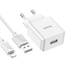 Мережевий зарядний пристрій Hoco charger + кабель Lightning для iPhone White (C106A) - зображення 3