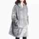 Худи-плед HUGGLE HOODIE с капюшоном и рукавами , One size, 80*100 см., Серый, Толстовка плед для взрослых, кофта-плед - изображение 2
