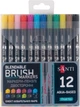 Набор маркеров акварельных Santi Brush Marker двусторонних 12 цветов (5056574441195) - изображение 1