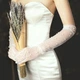 Длинные фатиновые перчатки с бусинами fashion accessories one size (S/M/L) белый (7-66) - изображение 1