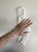 Длинные фатиновые перчатки с бусинами fashion accessories one size (S/M/L) белый (7-66) - изображение 3