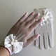 Жіночі сіточні рукавички з атласними бантами та перлинами Honey Fashion Accessories XS/S/M білий (7-87) - зображення 7