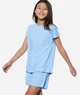 Детский летний комплект (футболка + шорты) для девочки Uniqlo 271707396 134 см Голубой (1159811406) - изображение 1