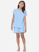 Детский летний комплект (футболка + шорты) для девочки Uniqlo 271707396 134 см Голубой (1159811406) - изображение 3